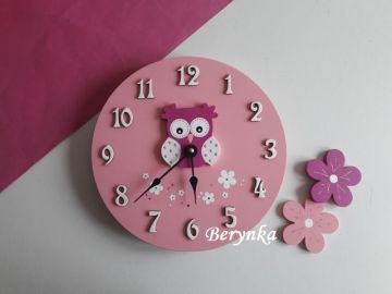 Dřevěné dekorace - růžové se sovičkou