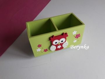 Dřevěné dekorace - zelená a malinová s růžovou