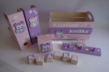 Dřevěné dekorace - pudrově růžová s levandulovou