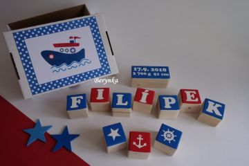 Dřevěné kostičky červeno-modré