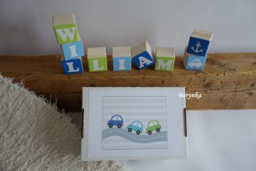 Dřevěné kostičky modro-zelené