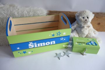 Dřevěná bedýnka se jménem - různé barvy