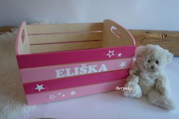 Dřevěná bedýnka se jménem - různé barvy