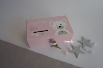 Pokladnička s medvídkem v nordic stylu