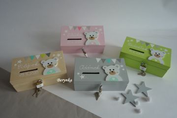 Pokladnička s medvídkem v nordic stylu