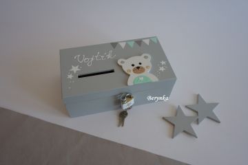 Pokladnička s medvídkem v nordic stylu
