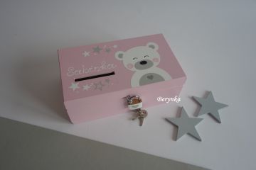 Pokladnička s medvídkem v nordic stylu