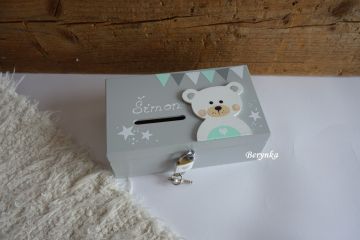 Pokladnička s medvídkem v nordic stylu