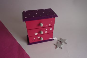 Dřevěné dekorace - malinové s tmavě fialovou a šedou