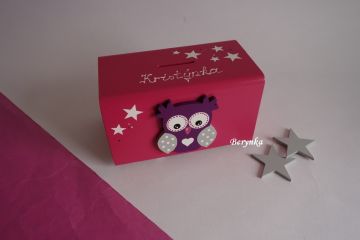 Dřevěné dekorace - malinové s tmavě fialovou a šedou