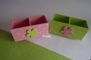 Dřevěné dekorace - růžovo-zeleno-žluté