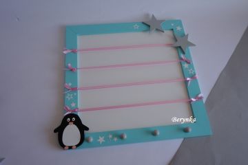 Tyrkysové s pudrově růžovou s tučňákem