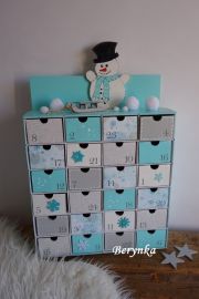 Adventní kalendář *tyrkysový* se sněhulákem - různá provedení