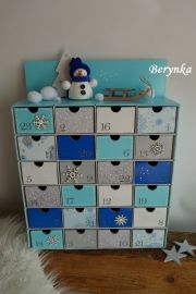 Adventní kalendář *tyrkysový* se sněhulákem - různá provedení