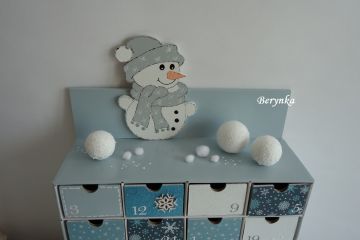 Adventní kalendář *tyrkysový* se sněhulákem - různá provedení