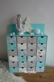 Adventní kalendář *tyrkysový* se sněhulákem - různá provedení