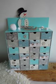 Adventní kalendář *tyrkysový* se sněhulákem - různá provedení