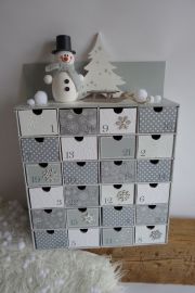 Adventní kalendář *šedý* se sněhulákem - různá provedení
