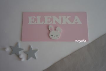 Cedulka se jménem - s hlavou zajíčka