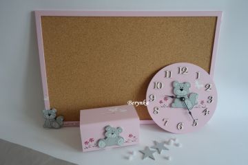 Dekorace pudrově růžové s medvídkem