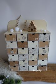 Adventní kalendář krémový s chaloupkou - různá provedení
