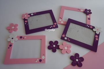 Dřevěný fotorámeček s kytičkou