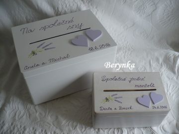 Svatební bedýnka se srdíčky a levandulí