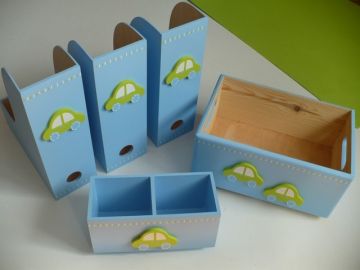 Dřevěné dekorace - modro-zelené