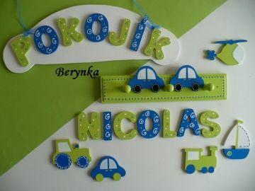 Dřevěné dekorace - modro-zelené