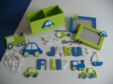 Dřevěné dekorace - modro-zelené