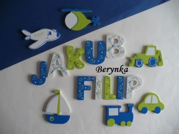 Dřevěné dekorace - modro-zelené