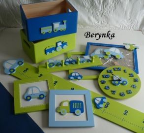 Dřevěné dekorace - modro-zelené