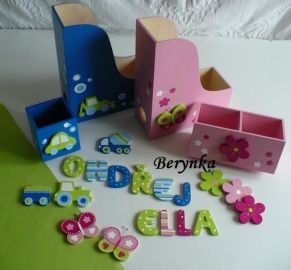 Dřevěné dekorace - modro-zelené