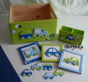 Dřevěné dekorace - modro-zelené