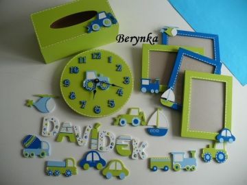 Dřevěné dekorace - modro-zelené