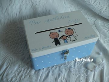 Svatební bedýnka - puntíkatá s postavičkami