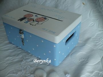 Svatební bedýnka - puntíkatá s postavičkami