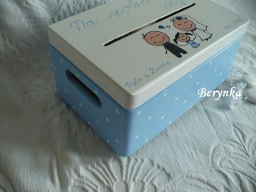 Svatební bedýnka - puntíkatá s postavičkami