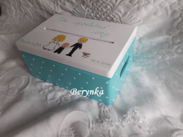 Svatební bedýnka - puntíkatá s postavičkami