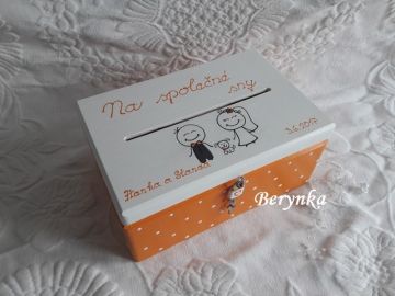 Svatební bedýnka - puntíkatá s postavičkami