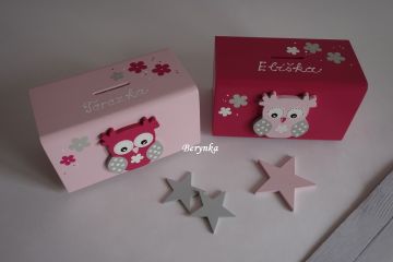 Dřevěné dekorace - malinové s pudrově růžovou