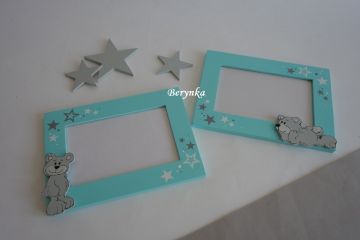 Dřevěný fotorámeček s medvídkem