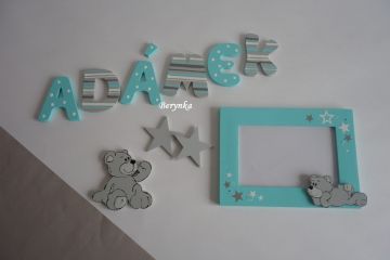 Dřevěný fotorámeček s medvídkem