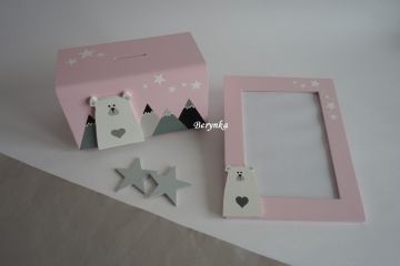 Dřevěný fotorámeček s medvídkem