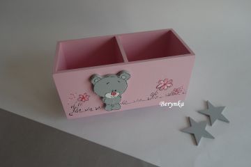 Růžovo-šedé s méďou