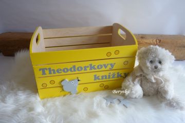 Dřevěná bedýnka s myškou