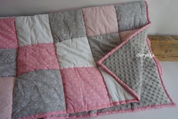 Patchworková bavlněná deka s minky - barvy na přání