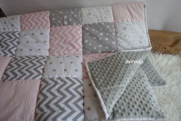 Patchworková bavlněná deka s minky - barvy na přání