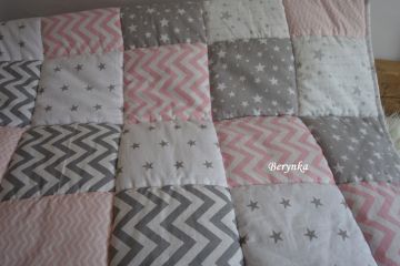 Patchworková bavlněná deka s minky - barvy na přání