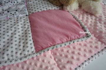 Patchworková bavlněná deka s minky - barvy na přání